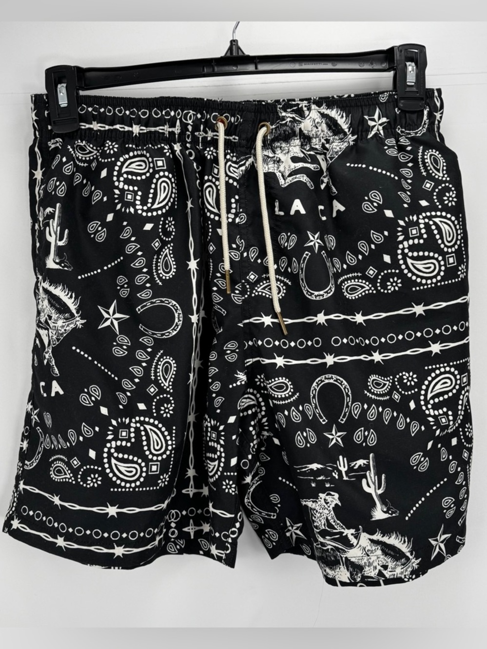 Black Bandana Print Men's Swim Shorts